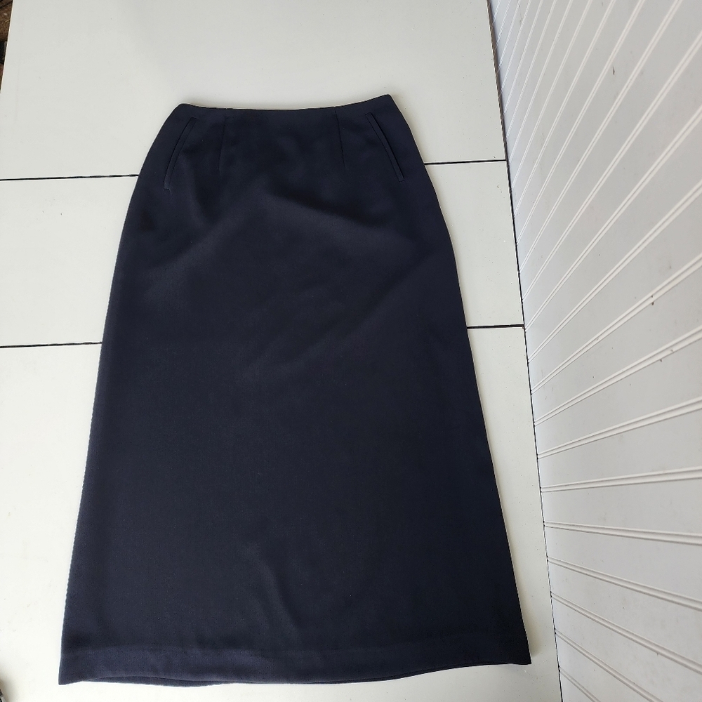Harve Benard Holtzman Black Fully Lined Long Career Skirt Formal Pockets Sz 12